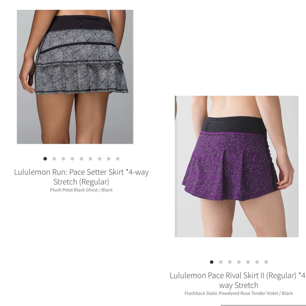 LuLuLemon Bundle (2) Pace Setter Skirts. Sz 6 Regular
